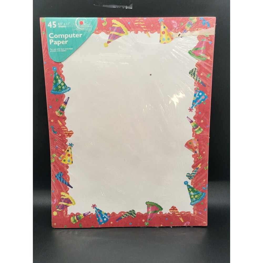 Party Hat Computer Paper 45 Sheets 8.5x11 Printer Stationery Laser Inkjet Sealed